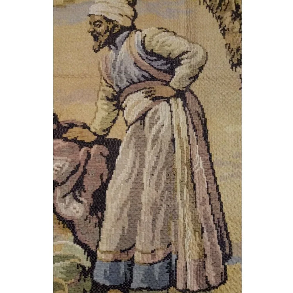 Antique Egyptian Revival Hand Woven Tapestry Middle Eastern Scene 48